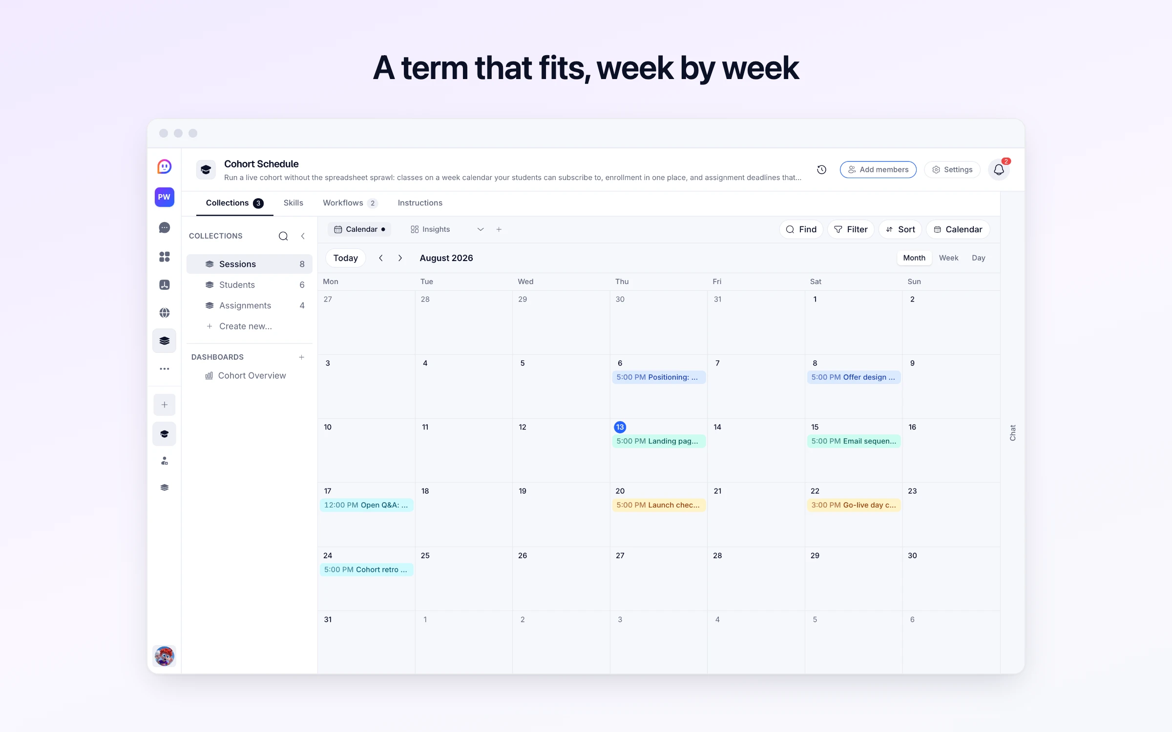 A term that fits, week by week