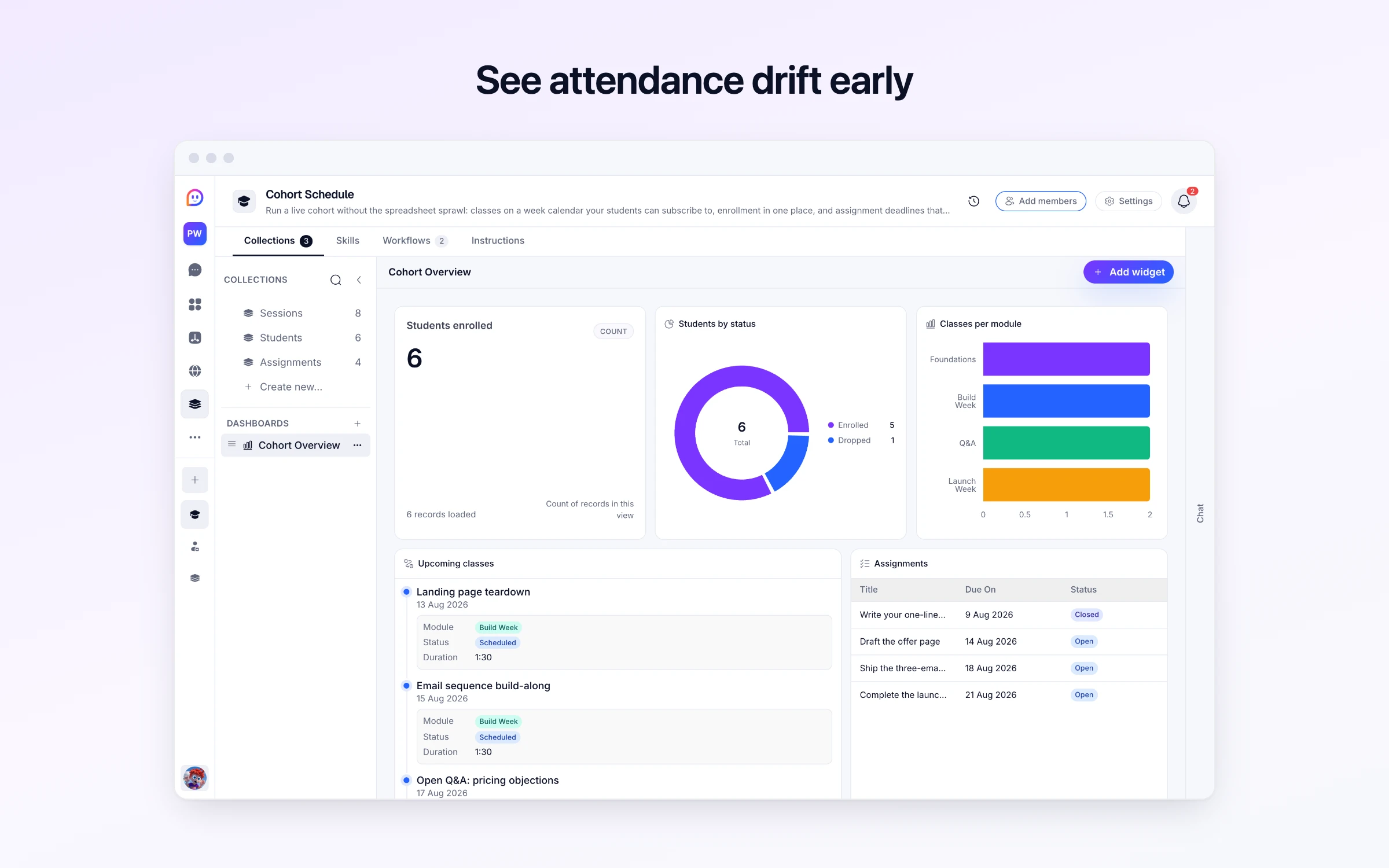 See attendance drift early
