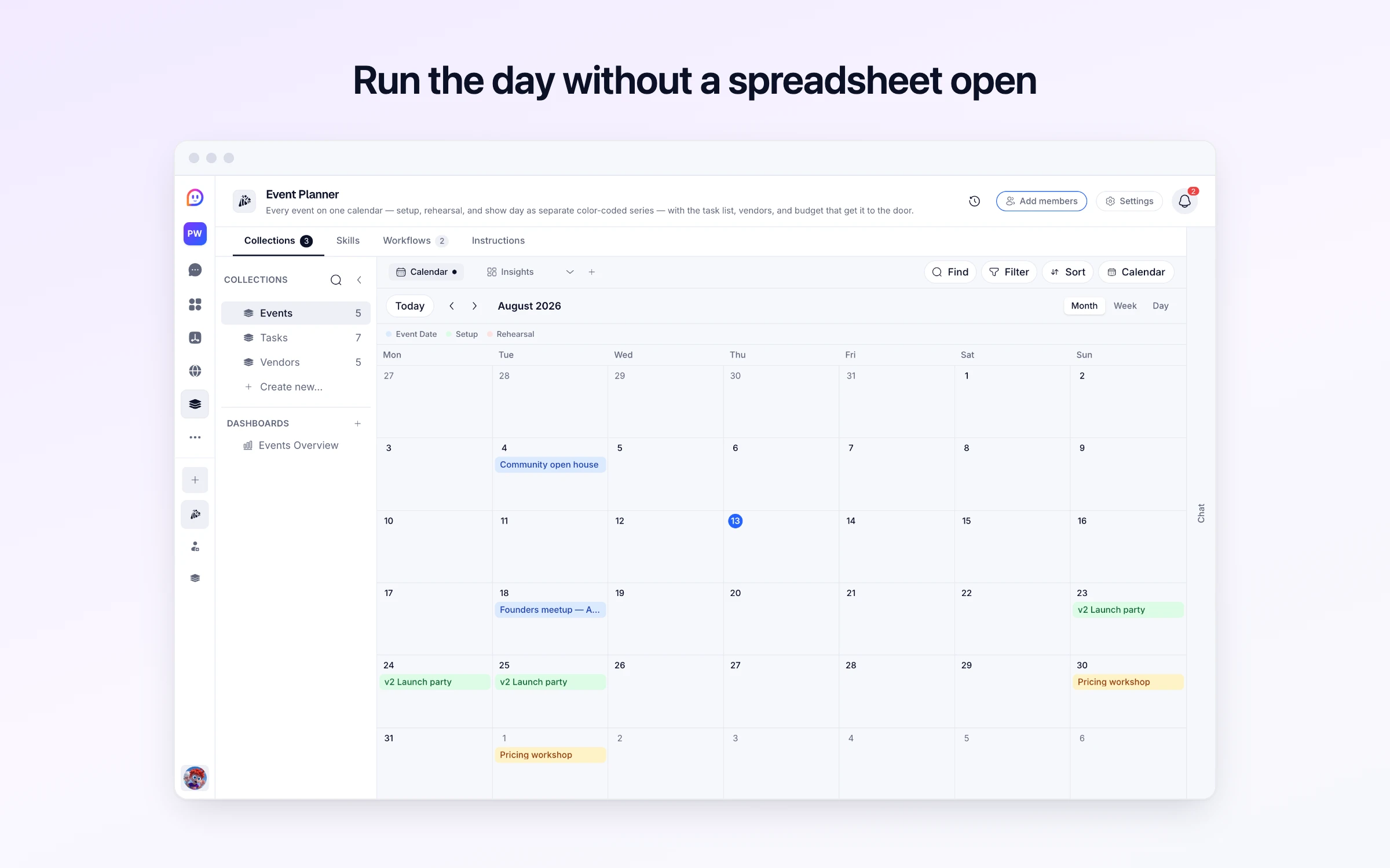 Run the day without a spreadsheet open