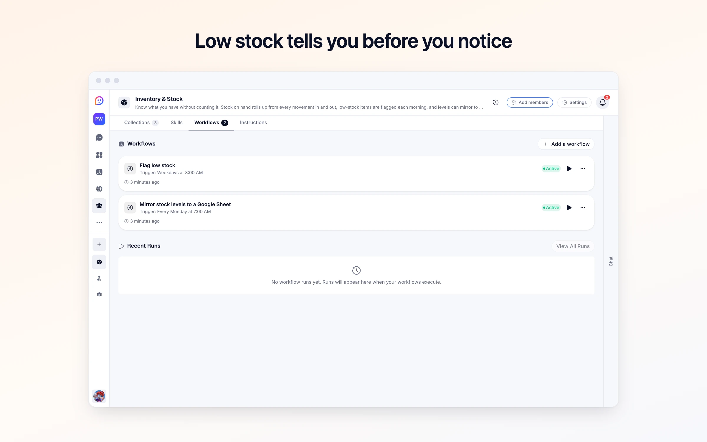 Low stock tells you before you notice