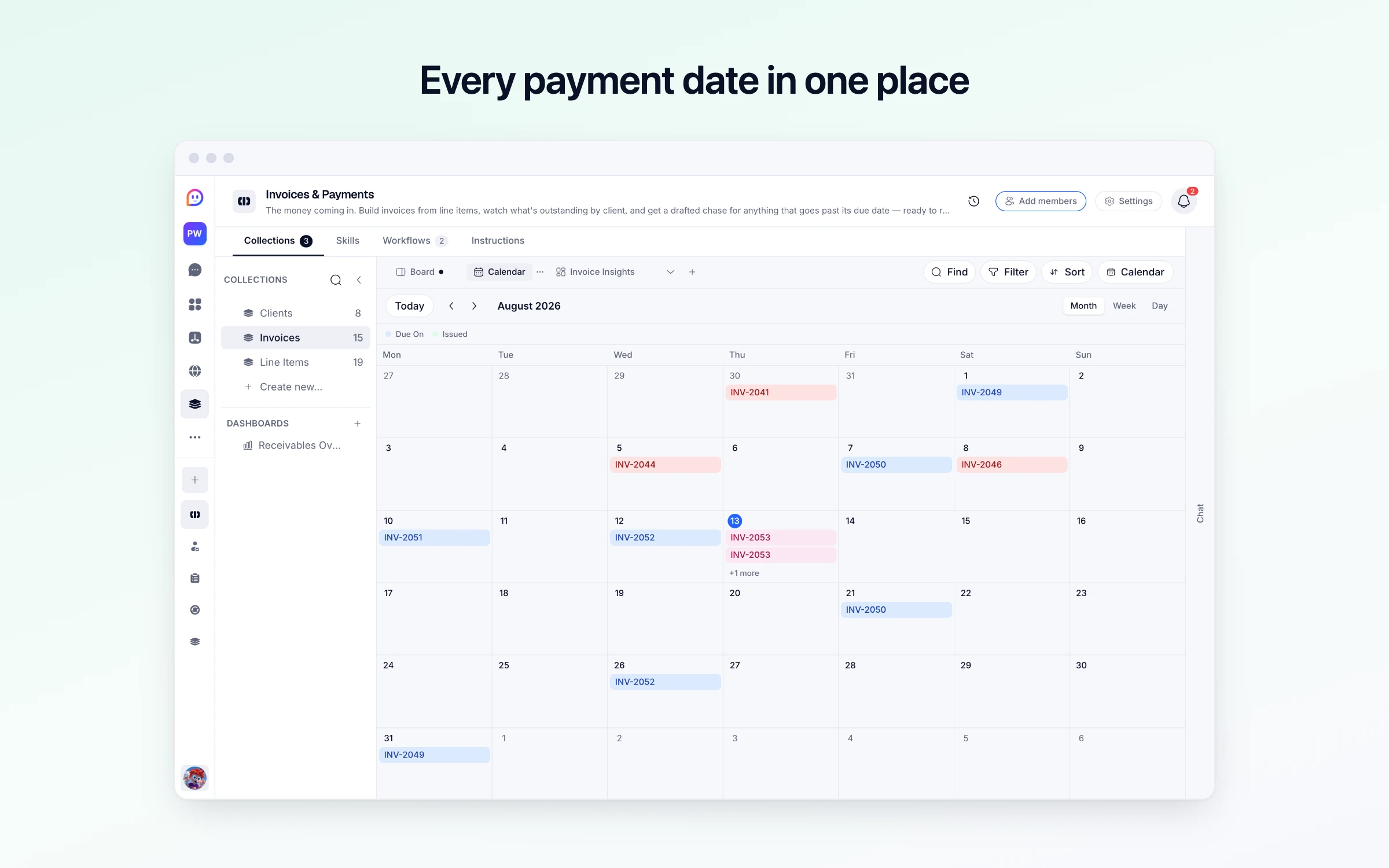 Every payment date in one place