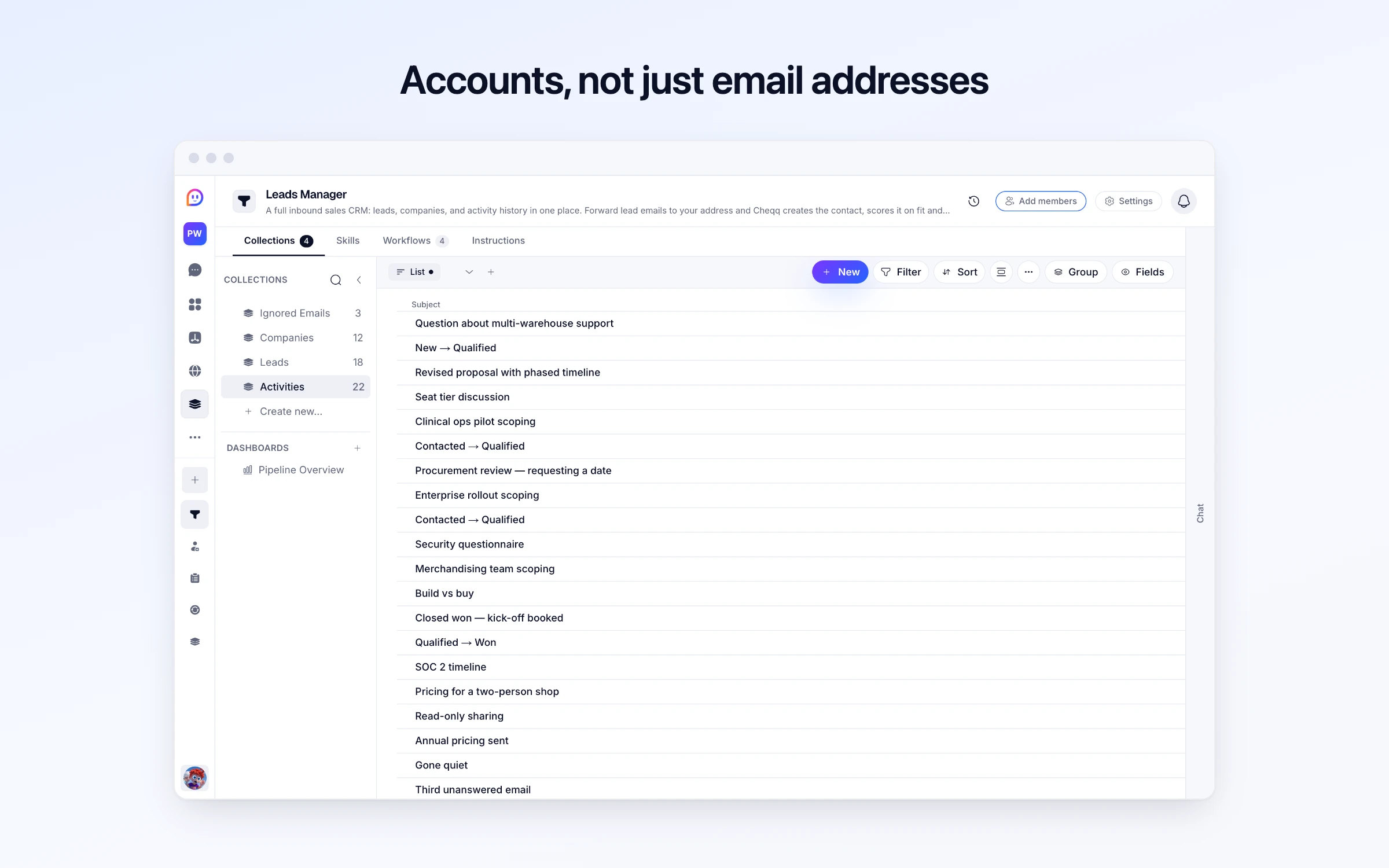 Accounts, not just email addresses
