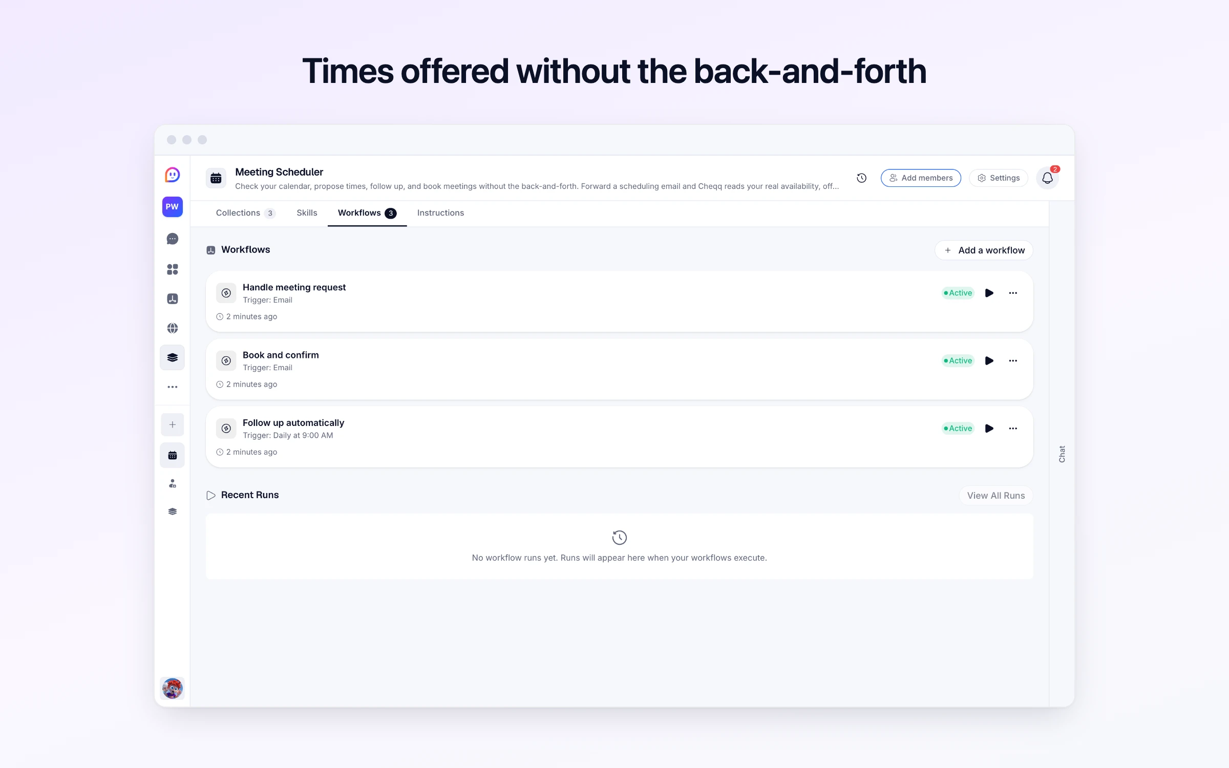 Times offered without the back-and-forth