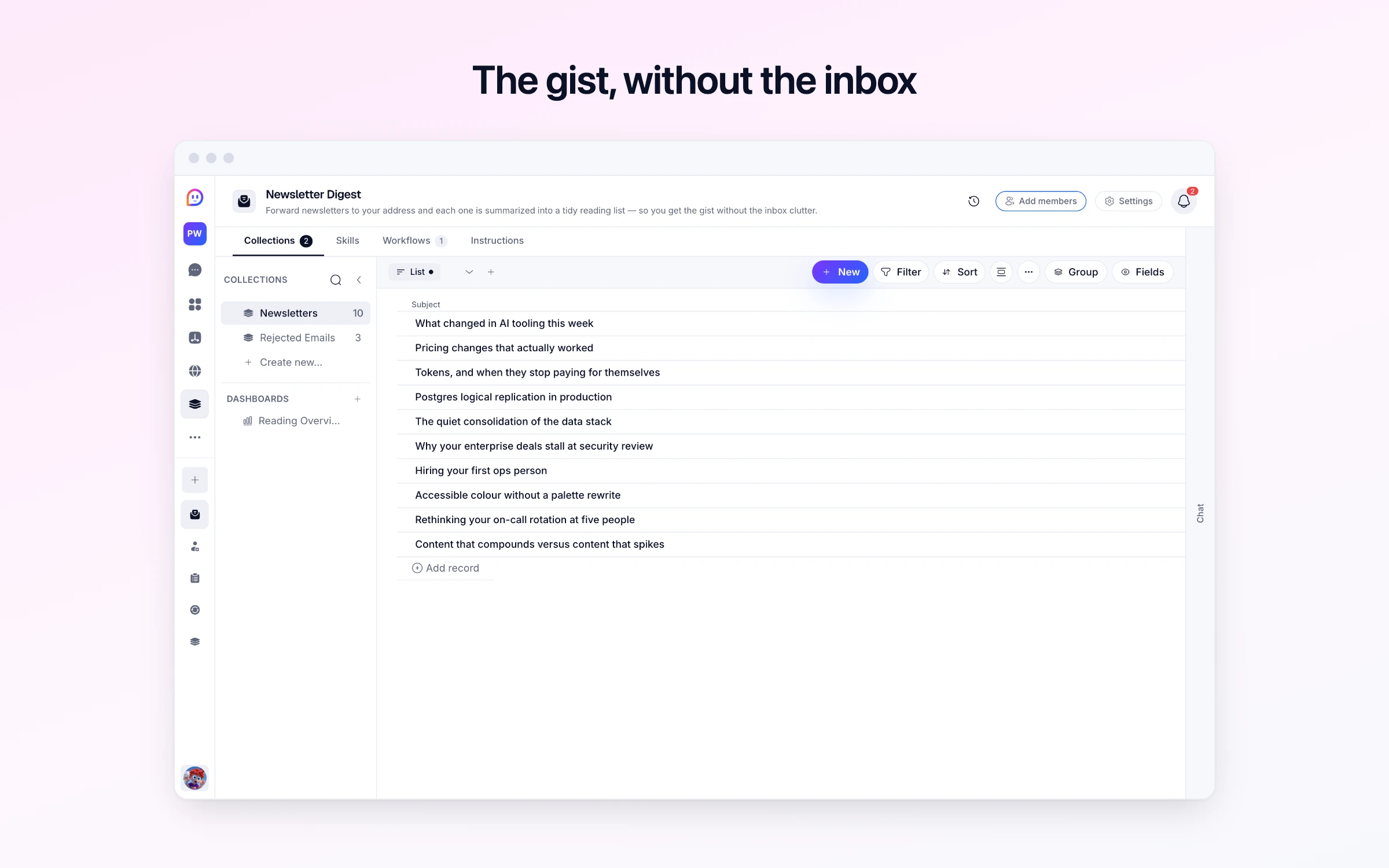 The gist, without the inbox