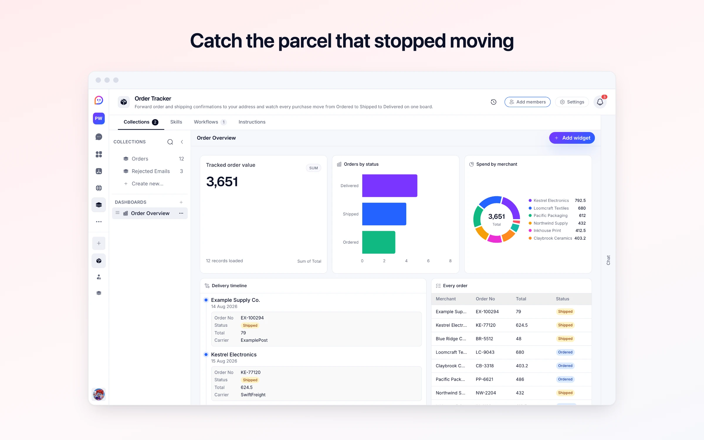 Catch the parcel that stopped moving
