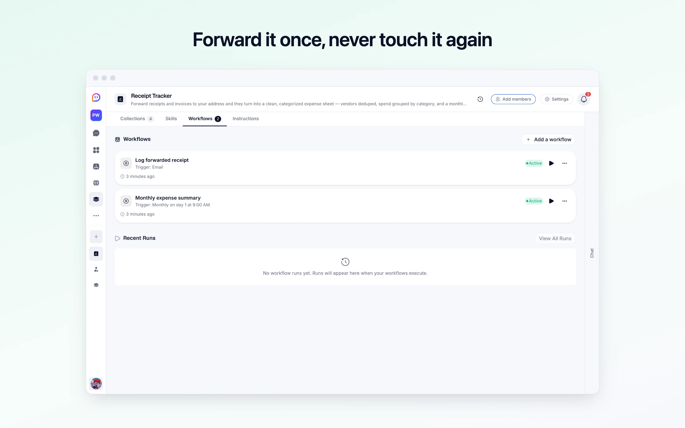 Forward it once, never touch it again