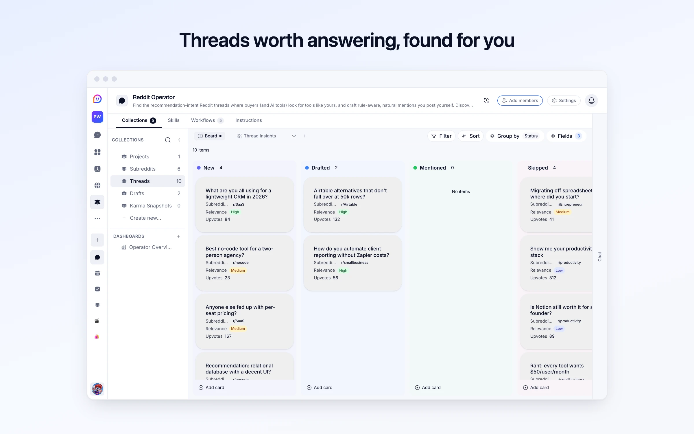 Threads worth answering, found for you