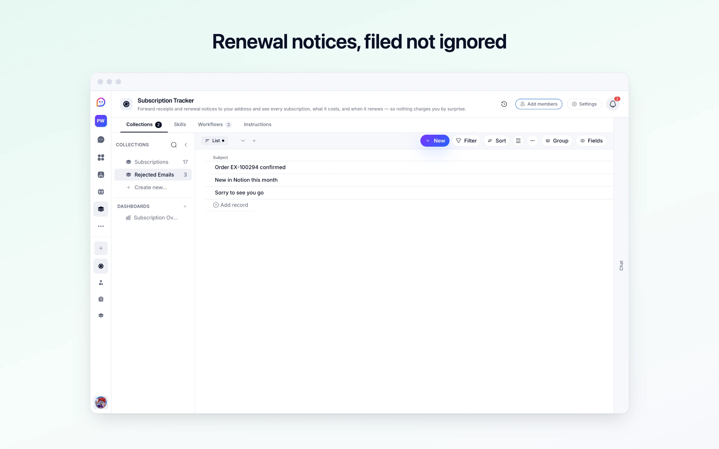 Renewal notices, filed not ignored