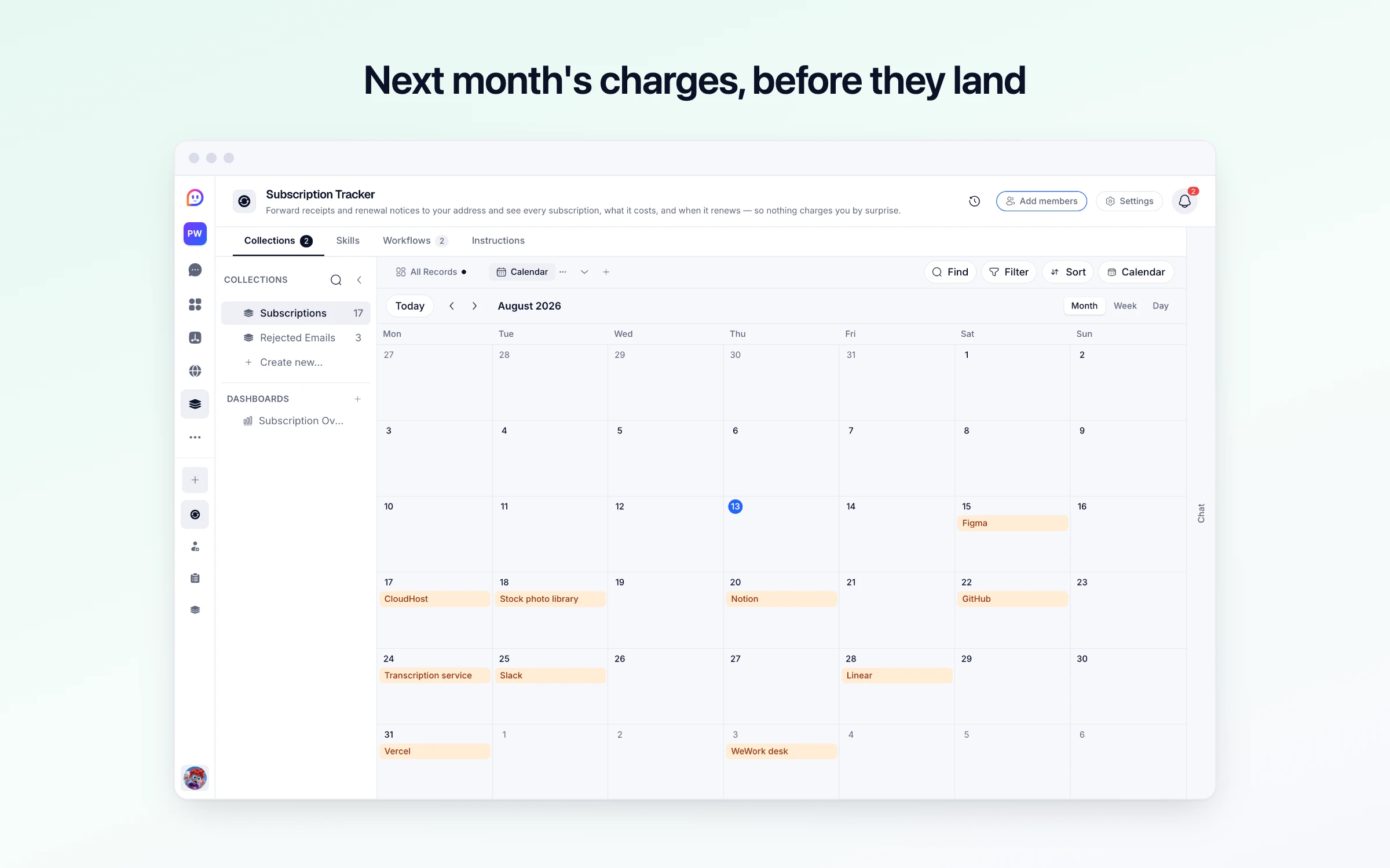 Next month's charges, before they land