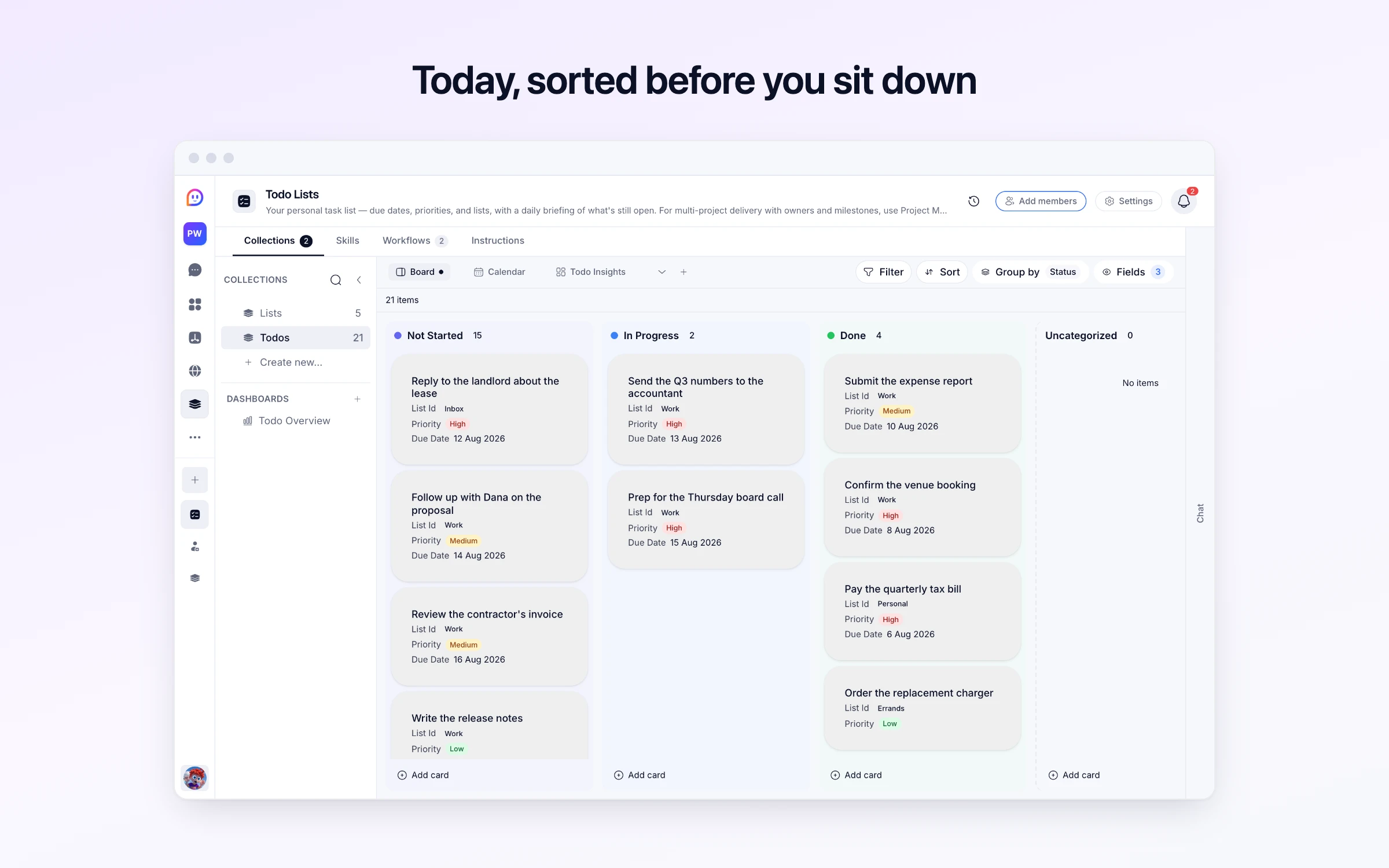 Today, sorted before you sit down