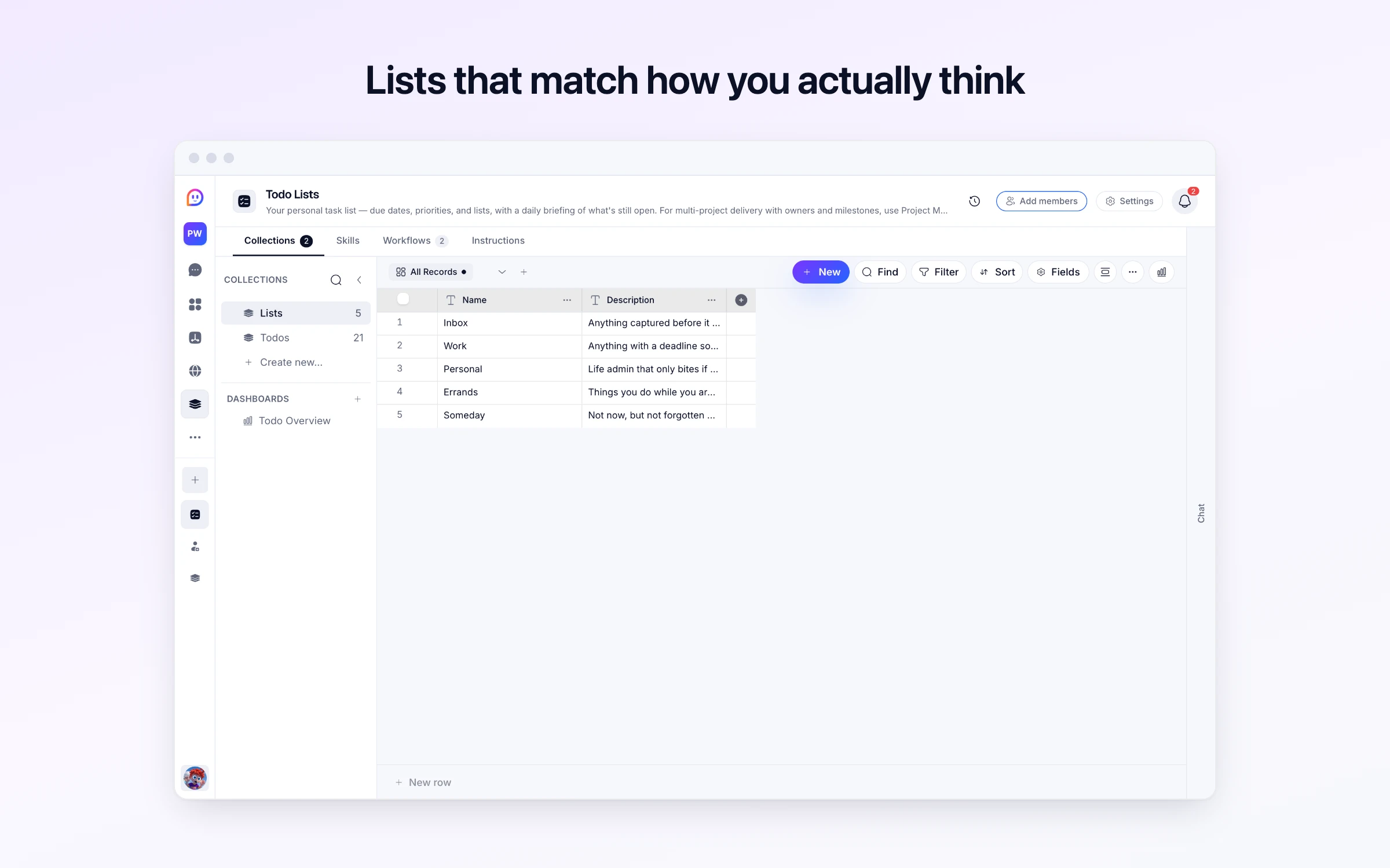 Lists that match how you actually think