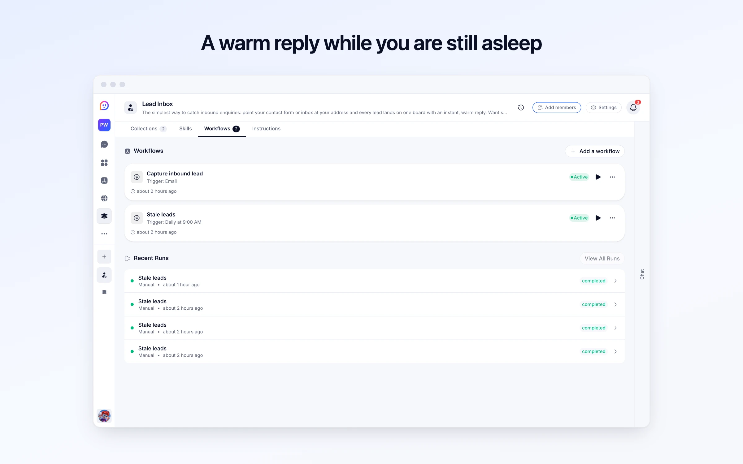 A warm reply while you are still asleep